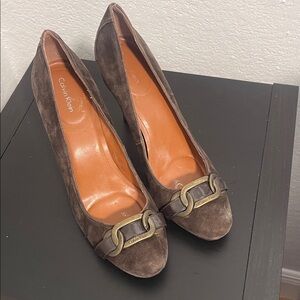 CK Vintage Calvin Klein Dark Brown Suede Heels